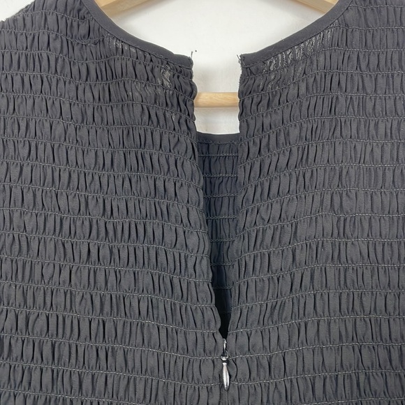 Leyden top women size M long sleeve textured jewel neck peplum elastic bodice - Picture 7 of 8